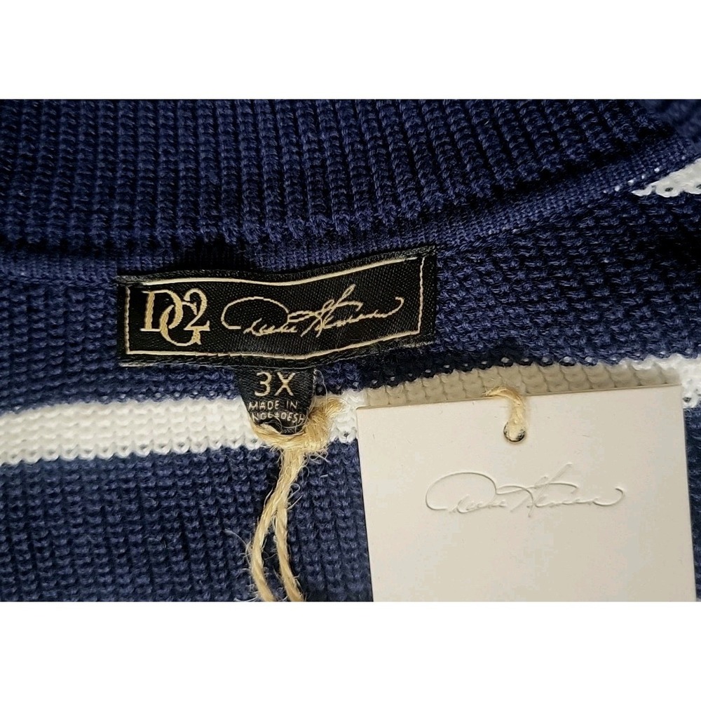 DG2 Diane Gilman 3X Organic Cotton NWT Nautical Striped Collared‎ Pullover Navy - Picture 4 of 10